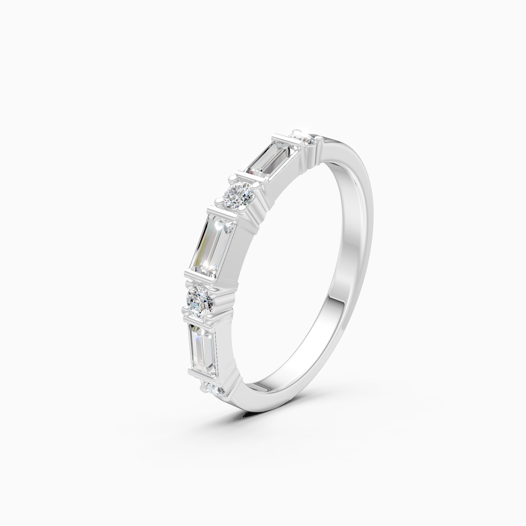 Baguette & Round Lab Grown Diamond Stacking Band